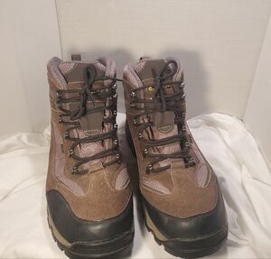 Men's Hi-Tek Skamania Mid Waterproof Hiking Boots Brown Suede and Mesh Sz 14 W